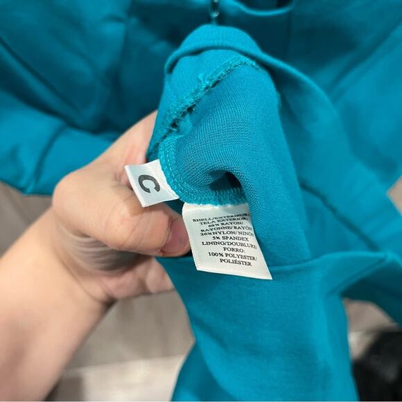 NWT Ann Taylor Womens Career Sleeveless Teal Ponte Knit Sheath Dress Open Back - Picture 5 of 9